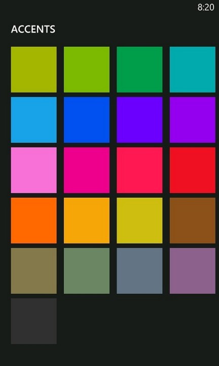Windows Phone 7.8主题色彩